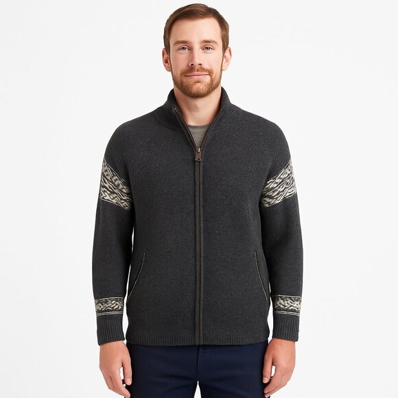 Nordic Designs Fair Isle Cardigan Men’s Small Wool Knit Icelandic Casual Layer - Picture 1 of 7